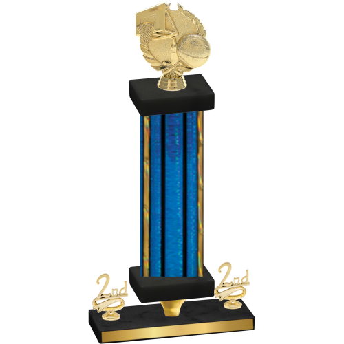 Premium Single Blue Glacier Second Place Basketball Trophy