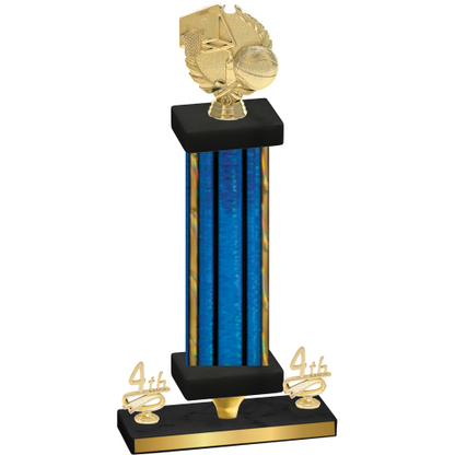 Premium Single Blue Glacier Fourth Place Basketball Trophy