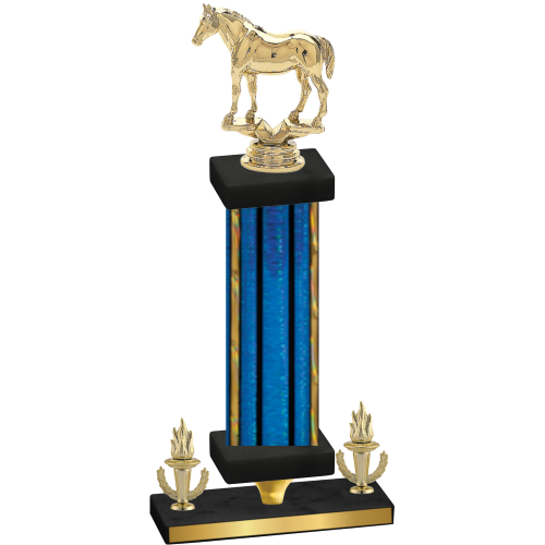 Premium Single Blue Glacier Victory Horses Trophy