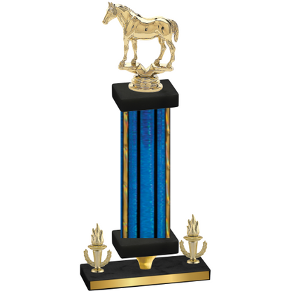 Premium Single Blue Glacier Victory Horses Trophy