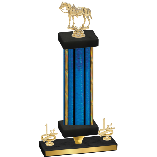 Premium Single Blue Glacier First Place Horses Trophy