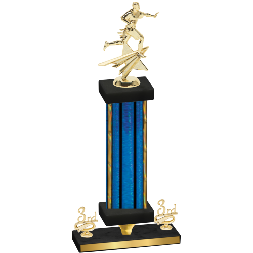 Premium Single Blue Glacier Third Place Flag Football Trophy