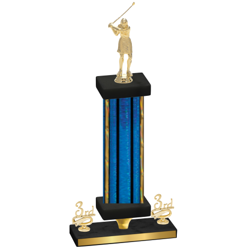 Premium Single Blue Glacier Third Place Golf Trophy