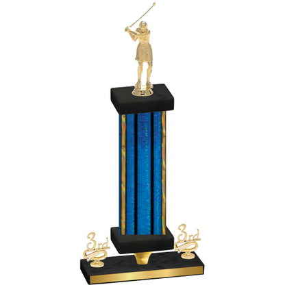 Premium Single Blue Glacier Third Place Golf Trophy