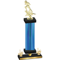 Premium Single Blue Carbon Fiber First Place Football Trophy
