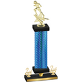 Premium Single Blue Carbon Fiber Second Place Football Trophy