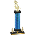Premium Single Blue Carbon Fiber Victory Football Trophy