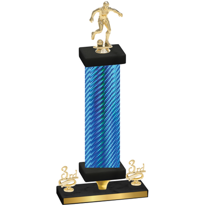 Premium Single Blue Carbon Fiber Third Place Soccer Trophy