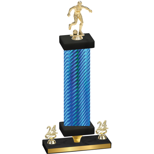 Premium Single Blue Carbon Fiber Year Soccer Trophy