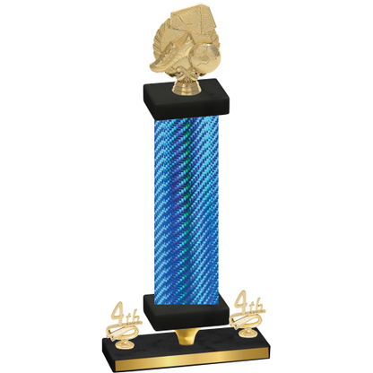 Premium Single Blue Carbon Fiber Fourth Place Soccer Trophy