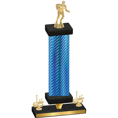 Premium Single Blue Carbon Fiber First Place Rugby Trophy
