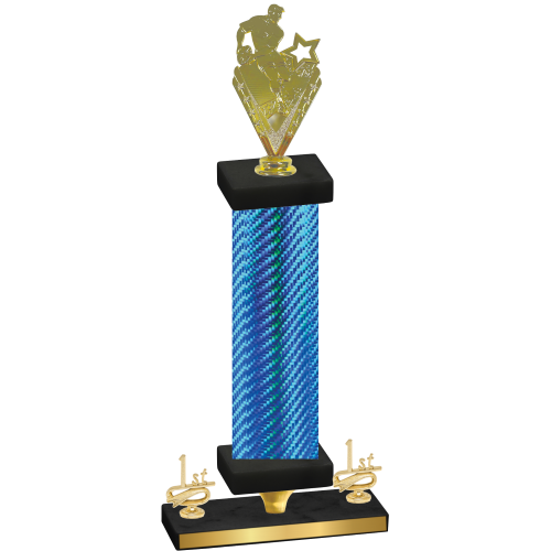 Premium Single Blue Carbon Fiber First Place Rugby Trophy