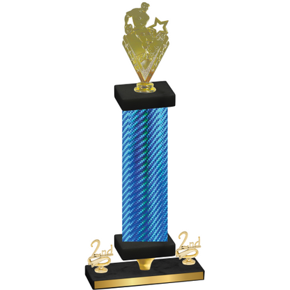 Premium Single Blue Carbon Fiber Second Place Rugby Trophy