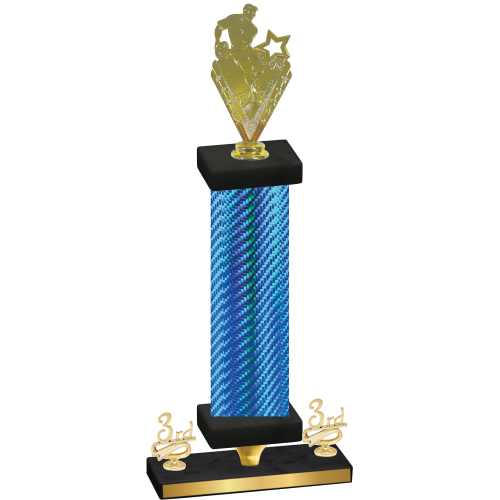 Premium Single Blue Carbon Fiber Third Place Rugby Trophy