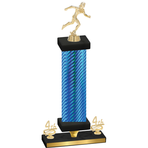 Premium Single Blue Carbon Fiber Fourth Place Running Trophy