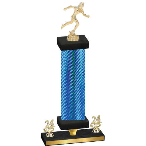 Premium Single Blue Carbon Fiber Year Running Trophy