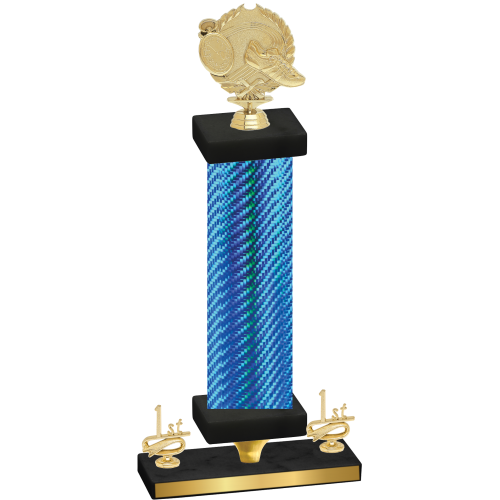 Premium Single Blue Carbon Fiber First Place Running Trophy