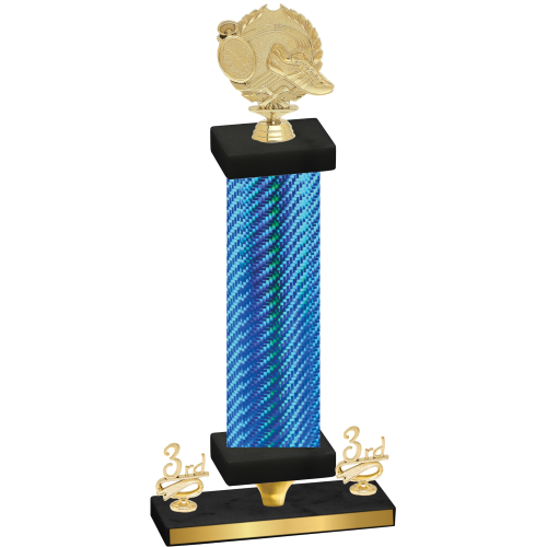 Premium Single Blue Carbon Fiber Third Place Running Trophy