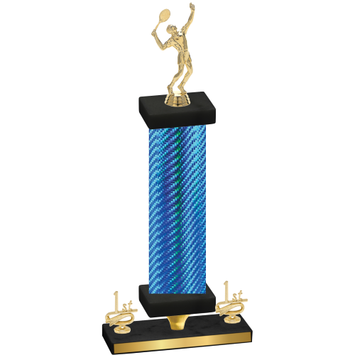 Premium Single Blue Carbon Fiber First Place Tennis Trophy