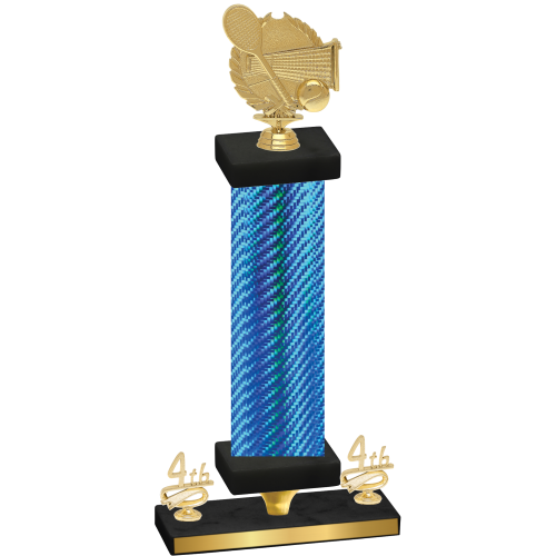Premium Single Blue Carbon Fiber Fourth Place Tennis Trophy