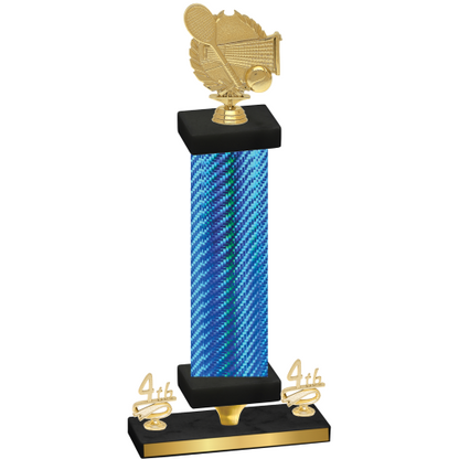 Premium Single Blue Carbon Fiber Fourth Place Tennis Trophy