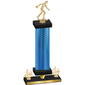Premium Single Blue Carbon Fiber Fourth Place Bowling Trophy