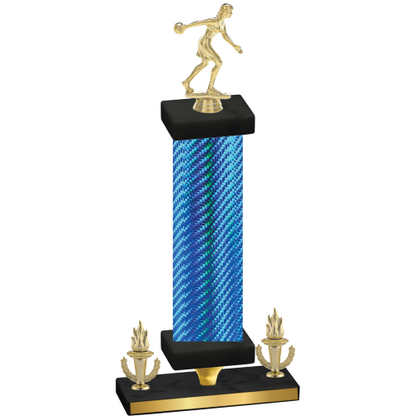 Premium Single Blue Carbon Fiber Victory Bowling Trophy