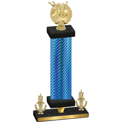 Premium Single Blue Carbon Fiber Victory Bowling Trophy