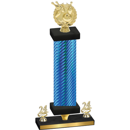 Premium Single Blue Carbon Fiber Year Bowling Trophy