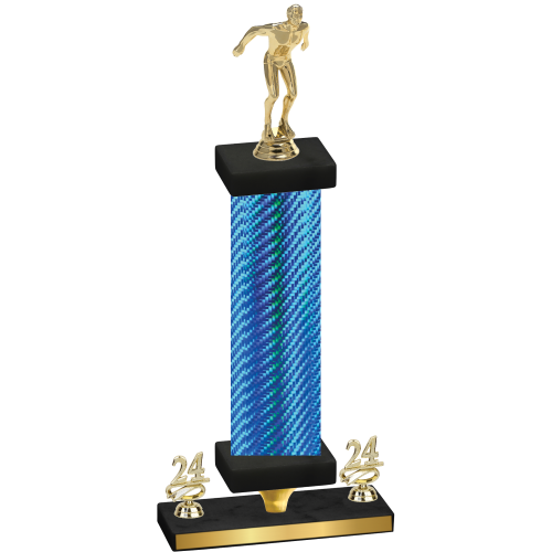 Premium Single Blue Carbon Fiber Year Swimming Trophy