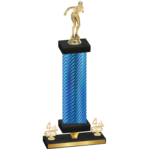 Premium Single Blue Carbon Fiber Fourth Place Tennis Trophy