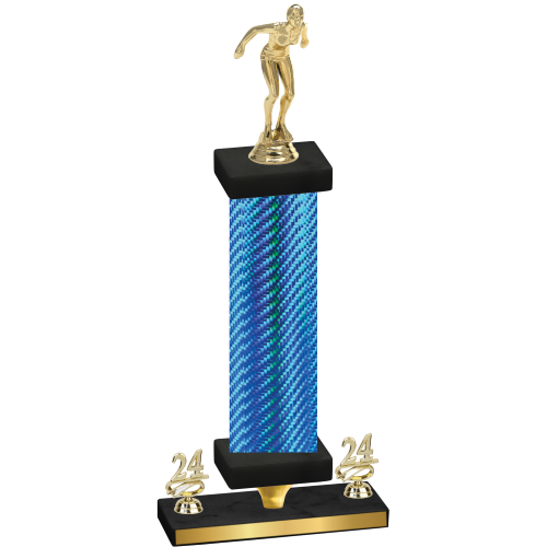 Premium Single Blue Carbon Fiber Year Tennis Trophy