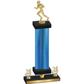 Premium Single Blue Carbon Fiber Year Football Trophy