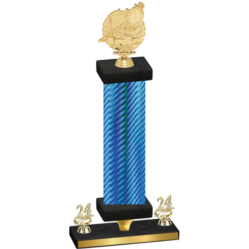 Premium Single Blue Carbon Fiber Year Swimming Trophy