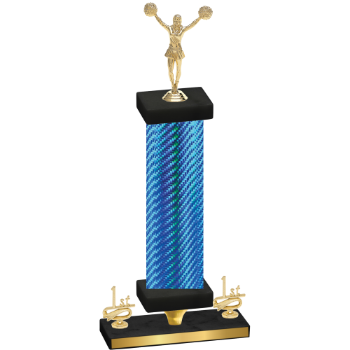 Premium Single Blue Carbon Fiber First Place Cheerleading Trophy