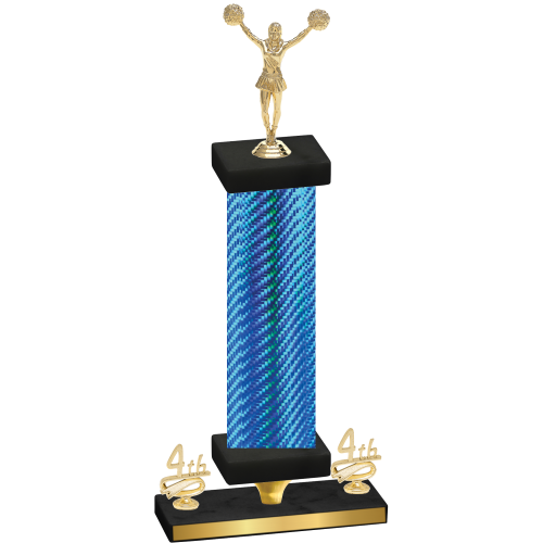 Premium Single Blue Carbon Fiber Fourth Place Cheerleading Trophy