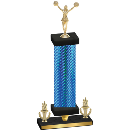 Premium Single Blue Carbon Fiber Victory Cheerleading Trophy