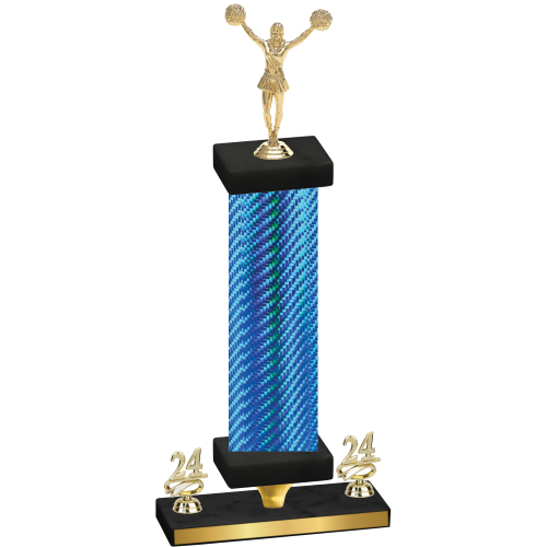 Premium Single Blue Carbon Fiber Year Cheerleading Trophy