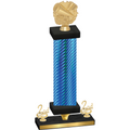 Premium Single Blue Carbon Fiber Second Place Cheerleading Trophy