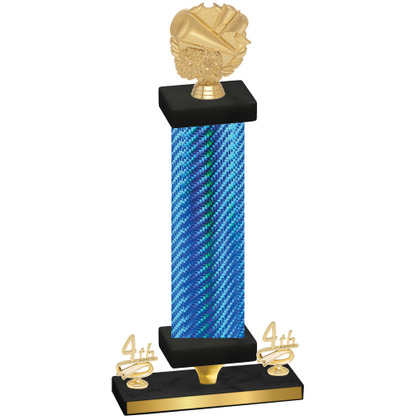 Premium Single Blue Carbon Fiber Fourth Place Cheerleading Trophy