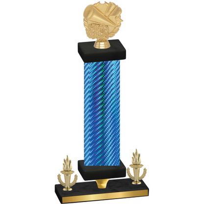 Premium Single Blue Carbon Fiber Victory Cheerleading Trophy