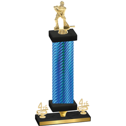 Premium Single Blue Carbon Fiber Fourth Place Hockey Trophy