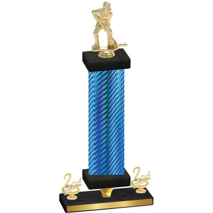 Premium Single Blue Carbon Fiber Second Place Hockey Trophy