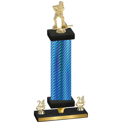 Premium Single Blue Carbon Fiber Year Hockey Trophy