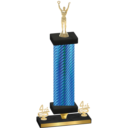 Premium Single Blue Carbon Fiber Fourth Place Victory Trophy