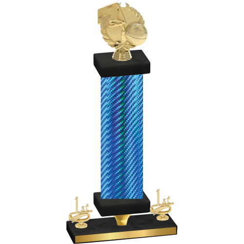 Premium Single Blue Carbon Fiber First Place Basketball Trophy