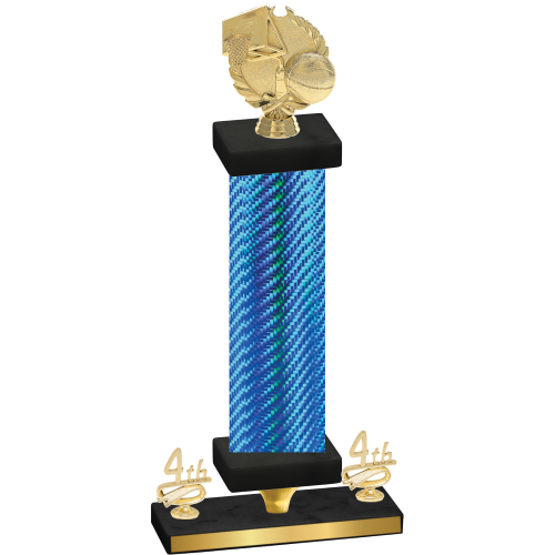 Premium Single Blue Carbon Fiber Fourth Place Basketball Trophy