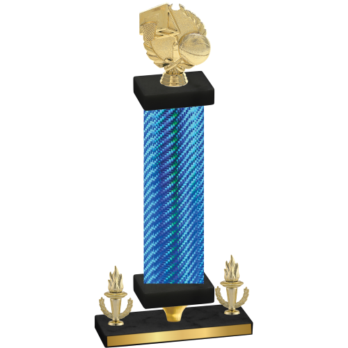 Premium Single Blue Carbon Fiber Victory Basketball Trophy
