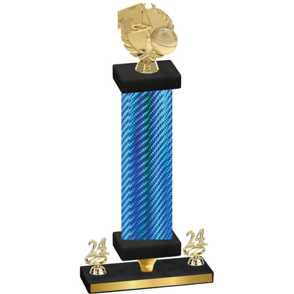 Premium Single Blue Carbon Fiber Year Basketball Trophy