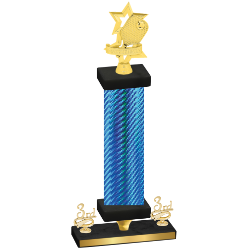 Premium Single Blue Carbon Fiber Third Place Pickleball Trophy